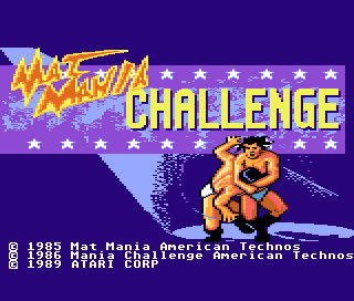 Mat Mania Challenge title screen for Atari 7800